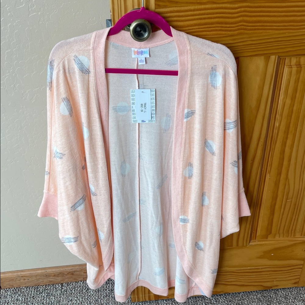 LuLaRoe Peach and Gray Cardigan